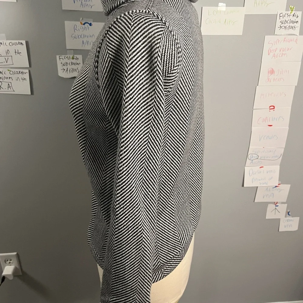 J. Crew Long Sleeve Funnelneck Pullover Fleece Lined Sweater-Herringbone-Size S‎